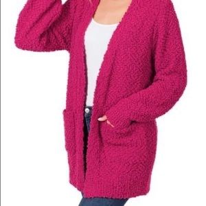 Magenta popcorn cardigan